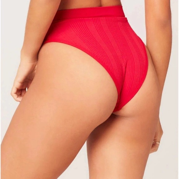 L*SPACE Women's FRENCH BOTTOM BITSY Ribbed Bikini Bottom Size XL - Picture 2 of 6